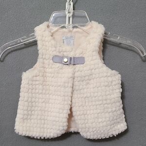 TAHARI BABY Kids Cream Faux Fur‎ Vest - Size 6-9 Months